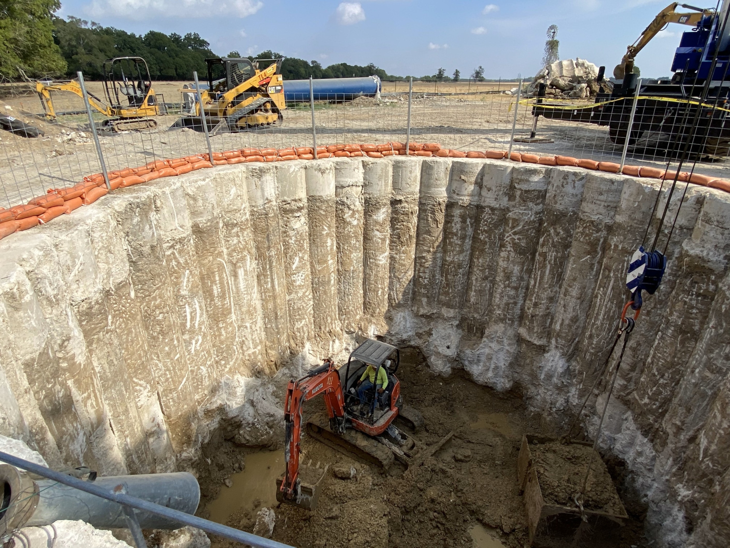 Excavating inside the launching shaft