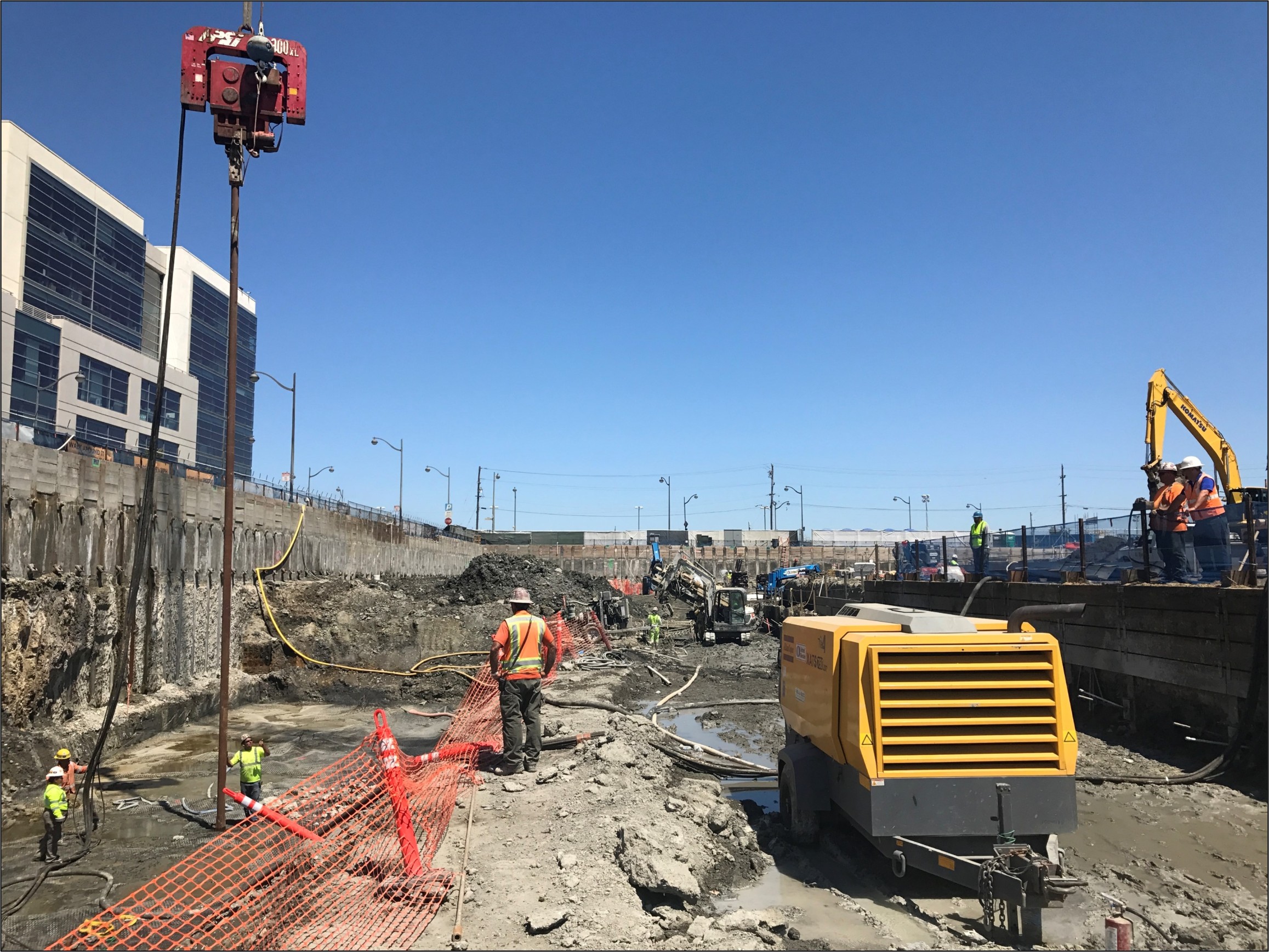 Tieback installation and grouting to seal water leakage at subgrade
