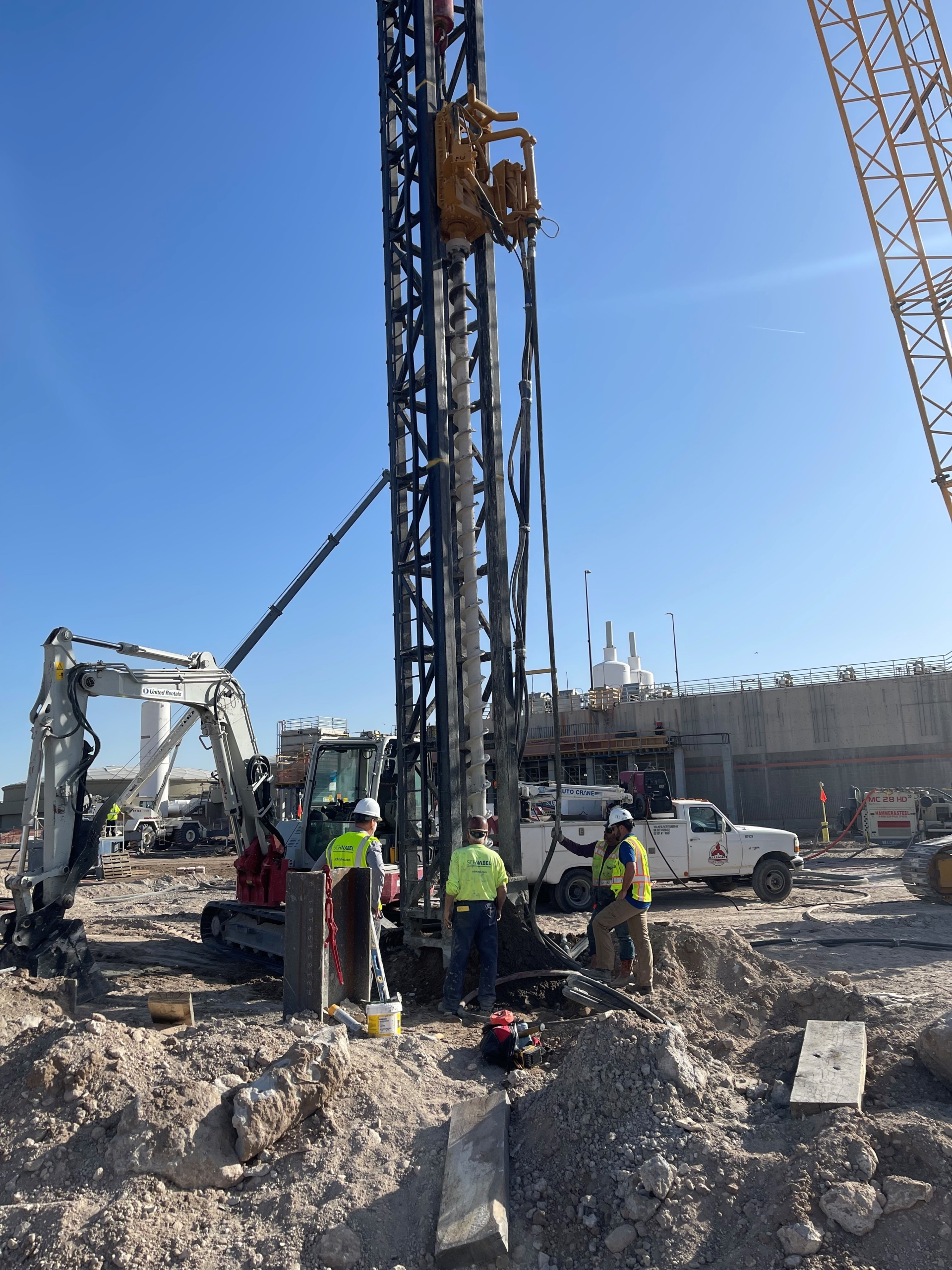 Installing tiedown anchors with CFA through the jet grout plug Tiedown Anchors