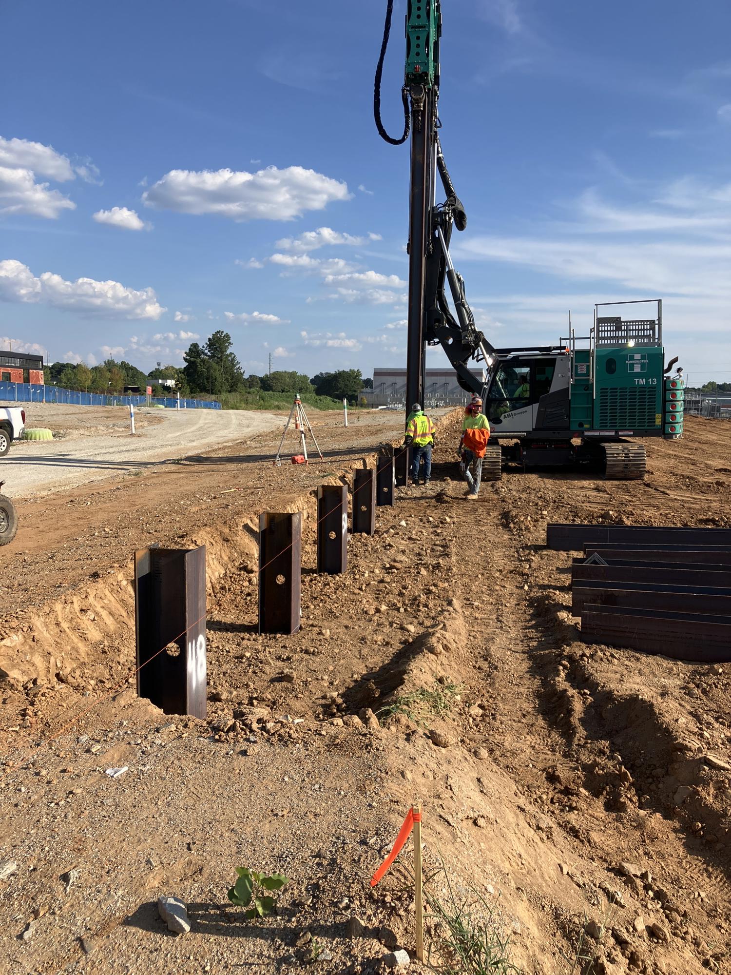 Driving soldier beams for wall