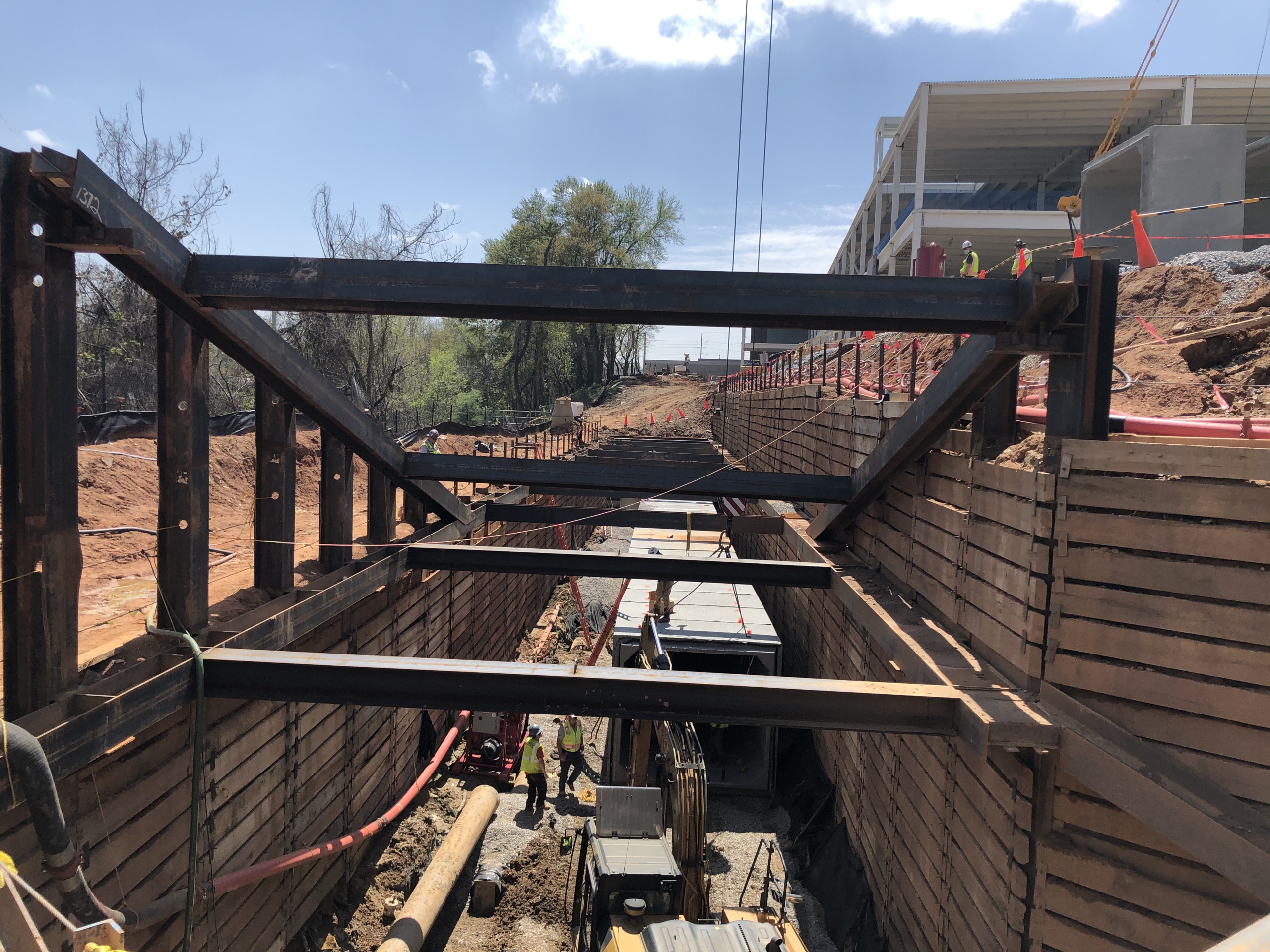 Internally Braced Shoring at Ramp temporary shoring system