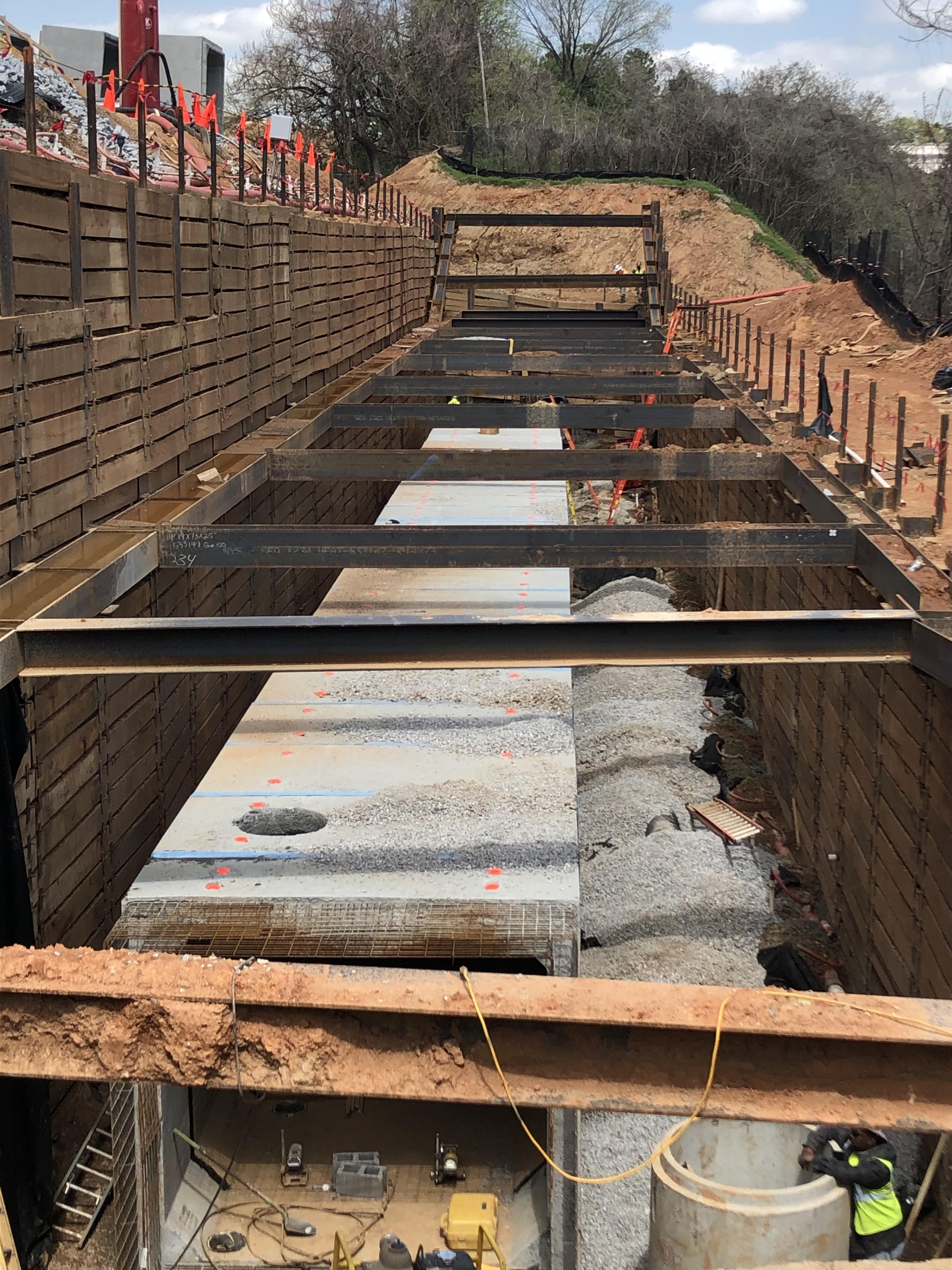 Internally Braced Shoring in Sloped Terrain Temporary Shoring System