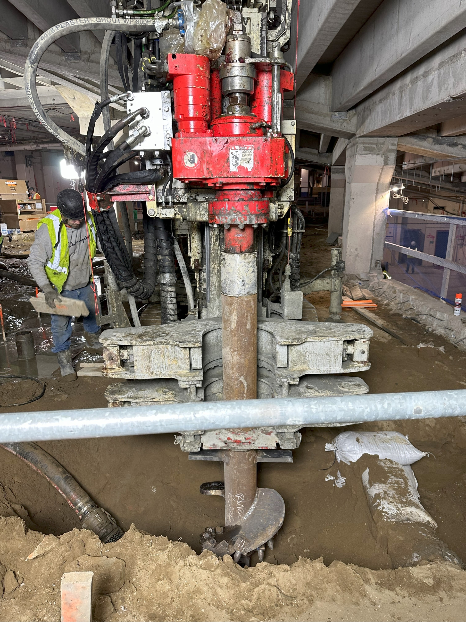 Schnabel’s MC-8D with the soil mix starter piece including an auger and paddles